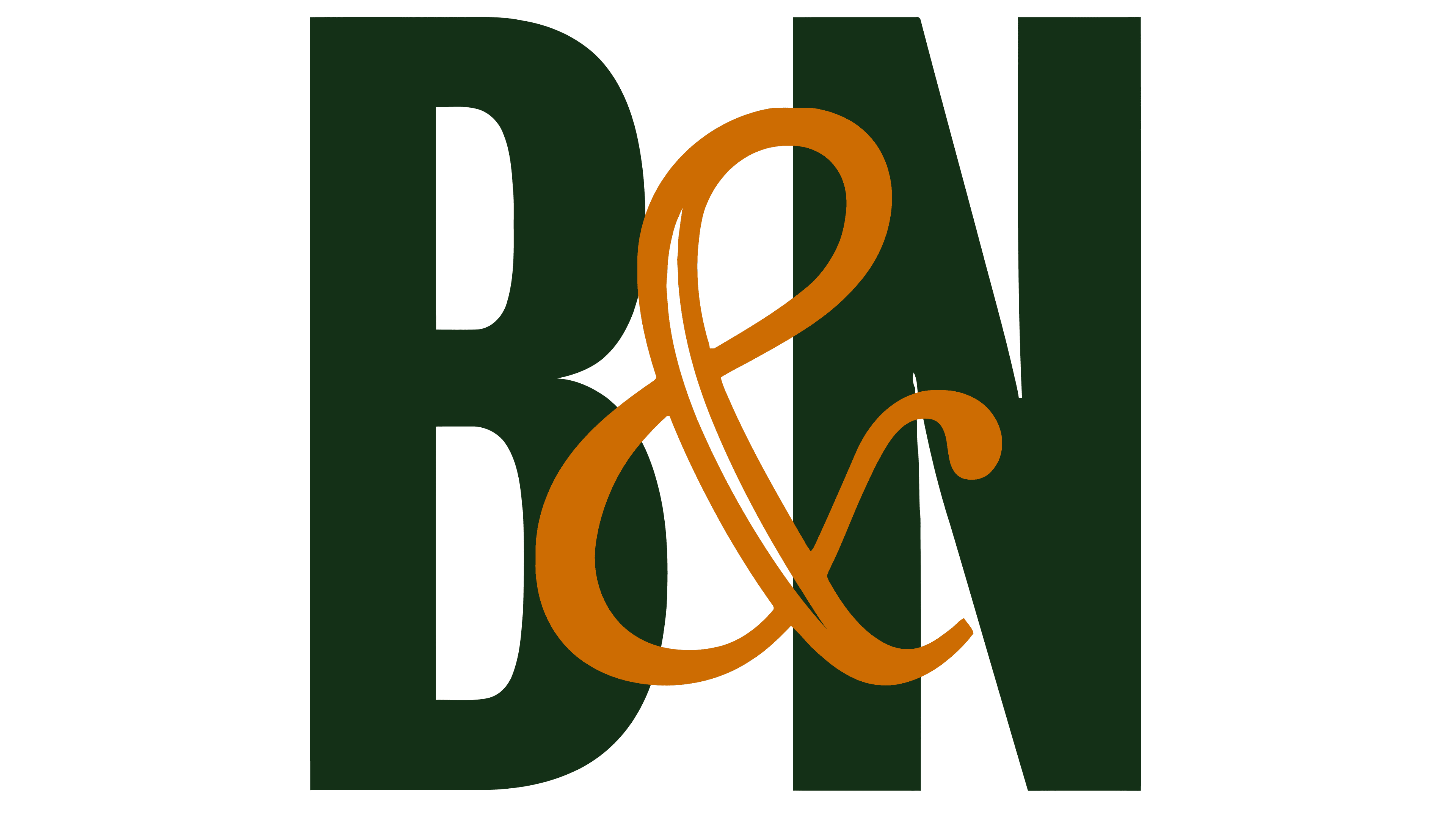 A green and orange logo for b & n.